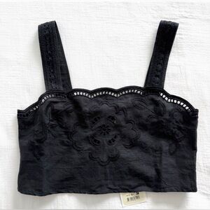 Black Sezane Marga Linen Top NWT